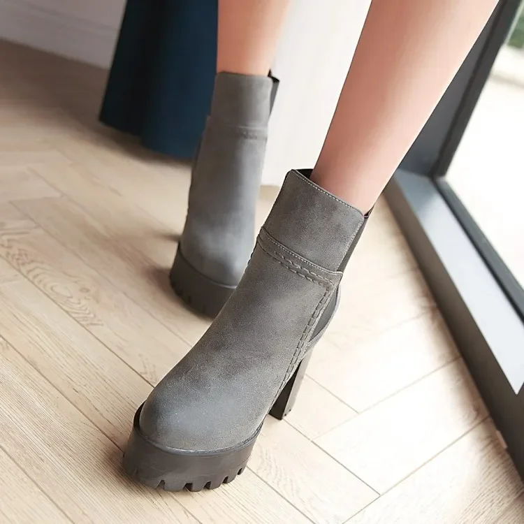 Big Size boots women shoes ankle boots for women ladies boots Splicing stretch cloth waterproof table