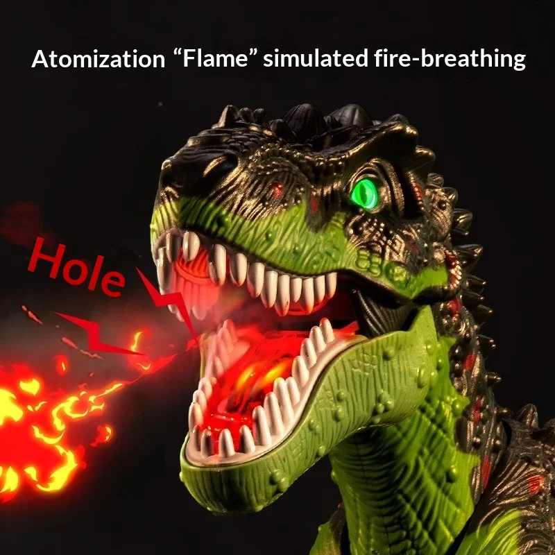 Qx Remote Control Dinosaur Toy Electric Walking Spray Flame Large Simulation Tyrannosaurus Rex Animal Model For Hobby Collection