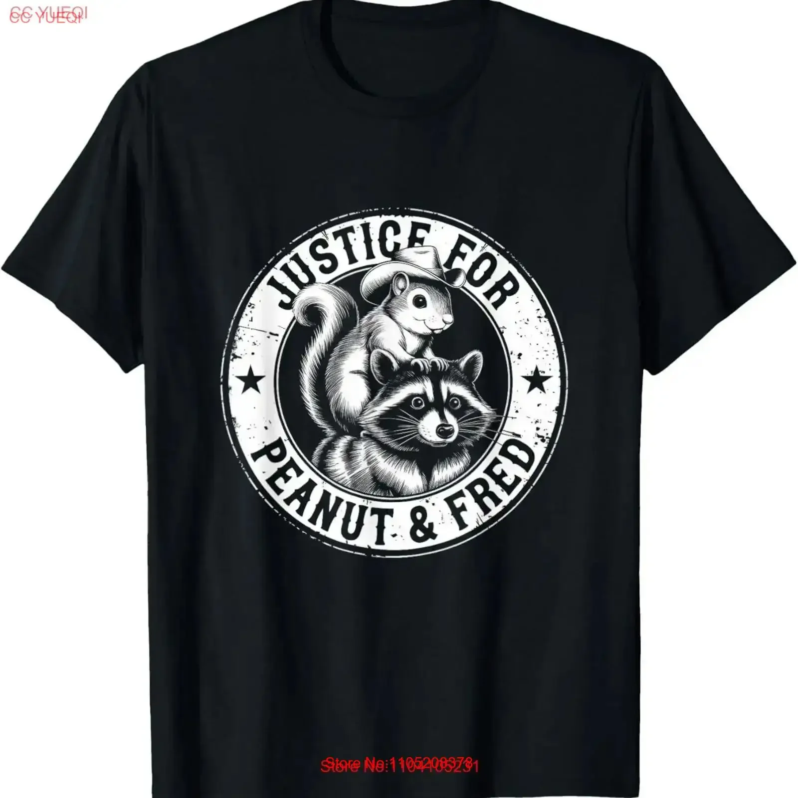 Justice For Peanut Fred Cute Squirrel Cowboy Hat Racoon T Shirt  vintage Washed designer clothes Casual streetwear homme