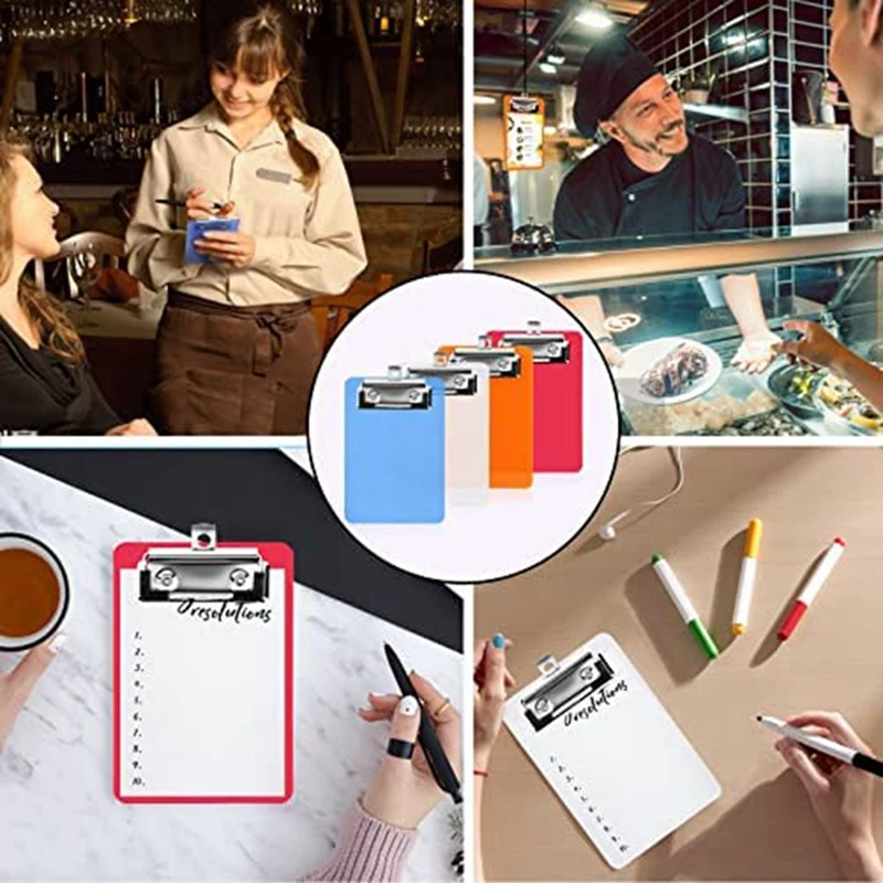 4Pcs Small Clipboards Clip Board Notepads Clipboard Memo Size Pocket Plastic Clipboard
