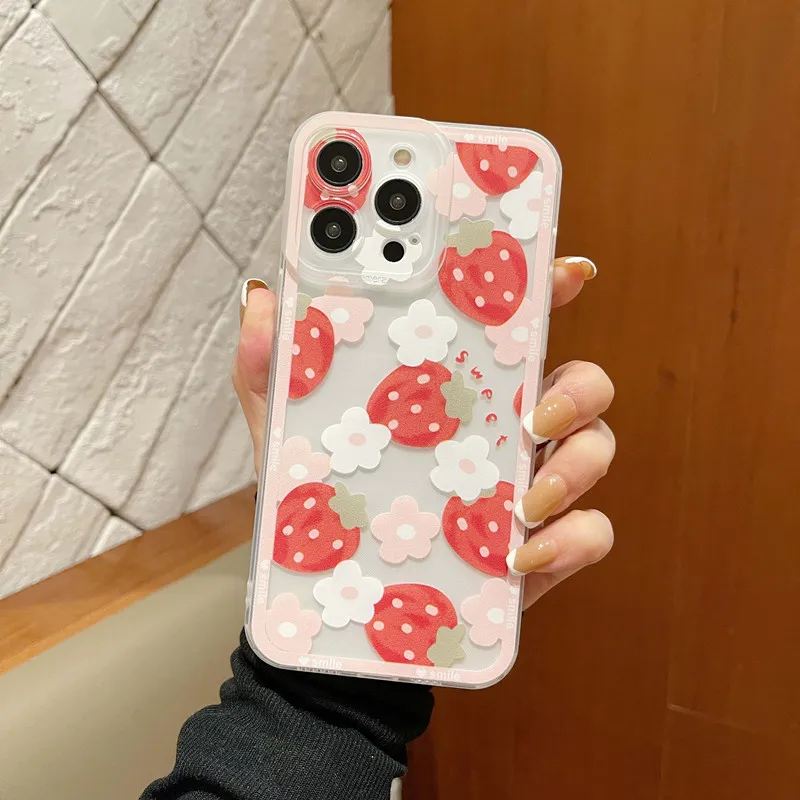 Transparent Case for Xiaomi POCO X5 X4 X3 Pro X3 GT X4 NFC M3 Mi 11 Lite 5G NE 11T Pro Strawberry Fruit Flower Soft Cover Fundas