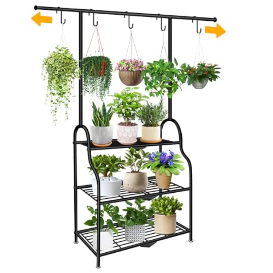 

3 Tier Metal Plant Stand Indoor Outdoor Heavy Duty Metal Hanging Plant Shelf for Multiple Flower Planter Holder Tall Plant Hold