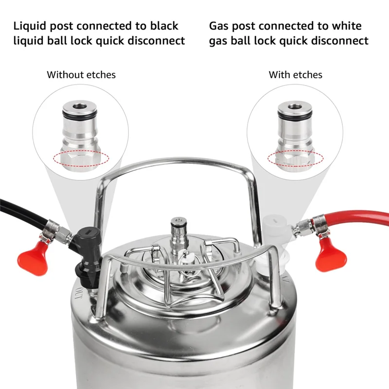 GOOD-Ball Lock Keg Post Quick Disconnect Set, Corny Keg Connectors, Metal Homebrew Stainless Corny Keg Post 19/32-18 Female Thre