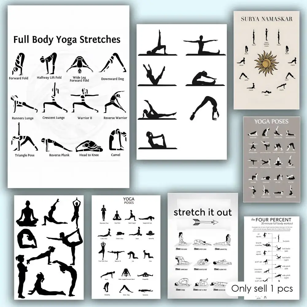 Pilates Simple Fade Resistant No Drilling Frameless Creative Vinyl Family Room Poster