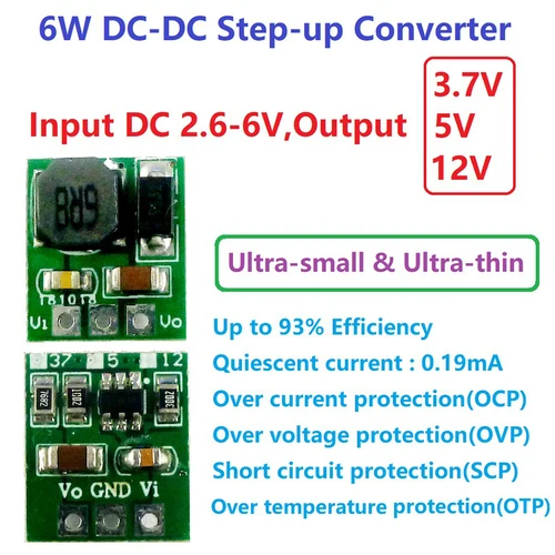 Imagen 2 del producto Módulo convertidor Boost Step Up, placa reguladora de voltaje sin Pin, DC-DC DC 2,6-6V a 3,7 V 5V 12V 1A