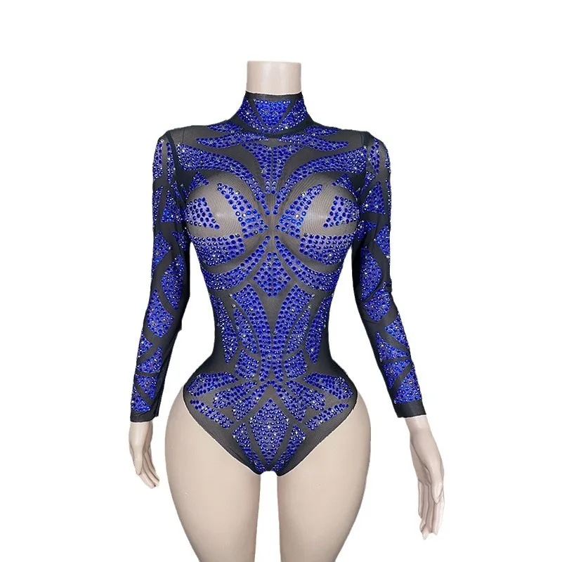 Justaucorps de danse de Ballet Sexy pour femmes, avec strass floraux, maille élastique, coupe haute, string pour Performance, modèle hôte, boîte de nuit