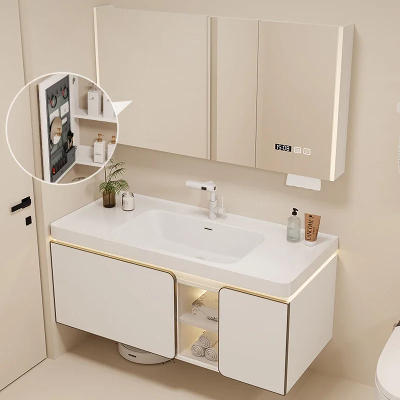 

Modern Bathroom Cabinets Ceramic Integrated Washbasin Smart Mirror Cabinet Bathroom Vanity Cabinet With Sink Bathroom Furniture