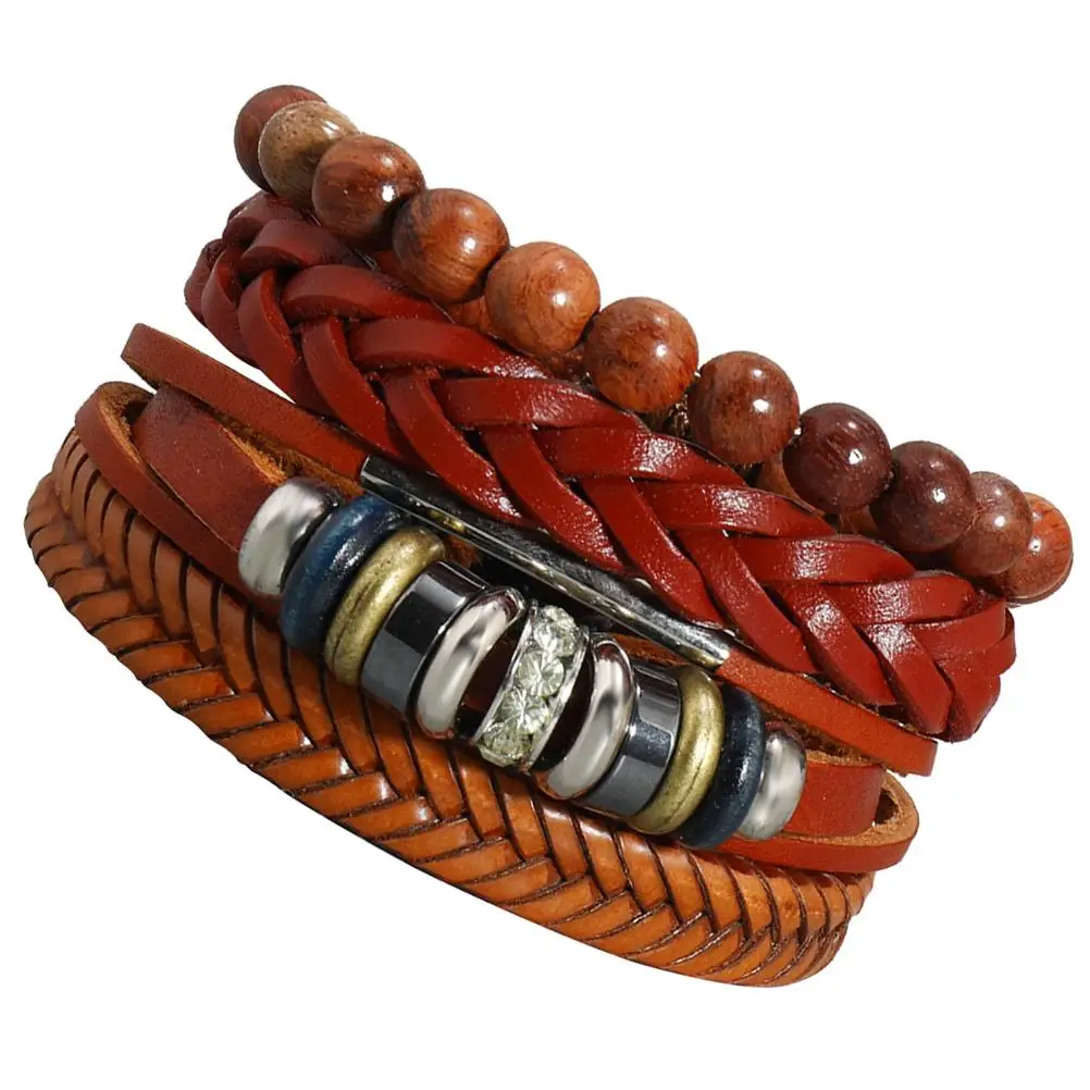 

4 Pcs Bracelets Bead Bracelet Vintage Adjustable Woven Rope for Women Men Fashion Charm Design Delicate