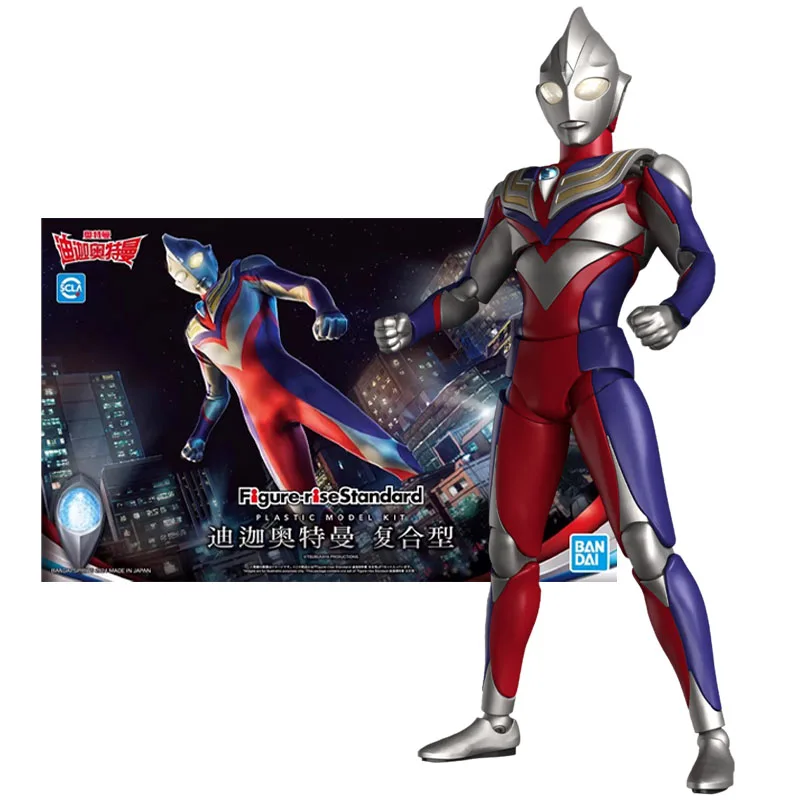 Bandai Original figura Ultraman modelo Kit figura-rise estándar Tiga Multi tipo colección modelo figura de acción juguetes para niños