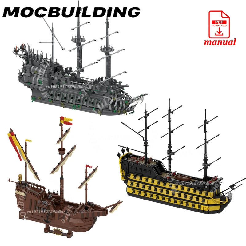 Flying Dutchman Medieval Carrack Boat Building Block Ship Sailboat Model DIY Brick Display Construction Toy Gift