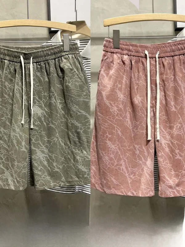 شورت رجالي أمريكي بتصميم ريترو مصبوغ، جديد للصيف، فضفاض بقصة مستقيمة، بنطلون كاجوال عصري بمقاسات كبيرة، بنطلون خماسي الطول