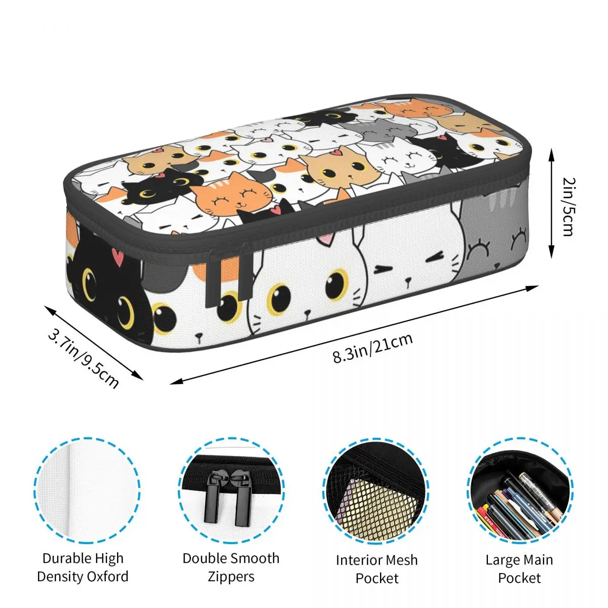 Cartoon Cute Colorful Cat Pattern Pencil Case for Studen Gifts Pen Box Pencil Bag Stationery Supplies Pen Holder Bag