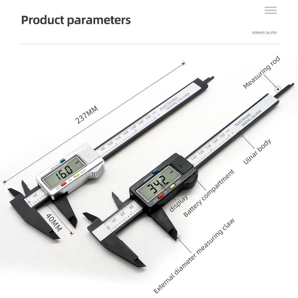 Digital Vernier Caliper Pachymeter 6-inch 150mm 0.1mm Altimeter Micrometer Carpenter Measuring Diameter Construction Tool