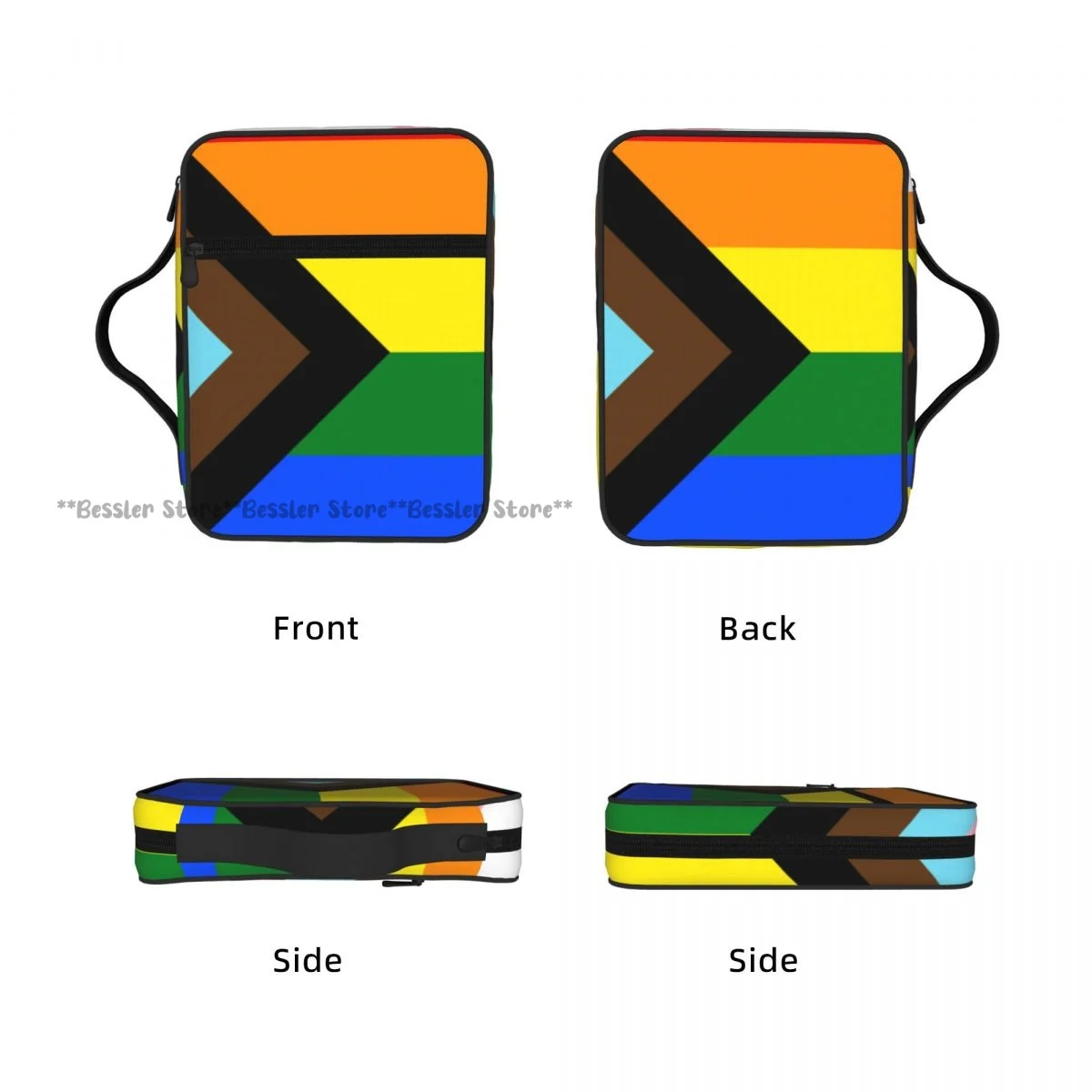 Bible Cover Carrying Book Case Church Bag Progress Pride Flag Bible Protective with Handle Zipper Pocket Tablet Handbag