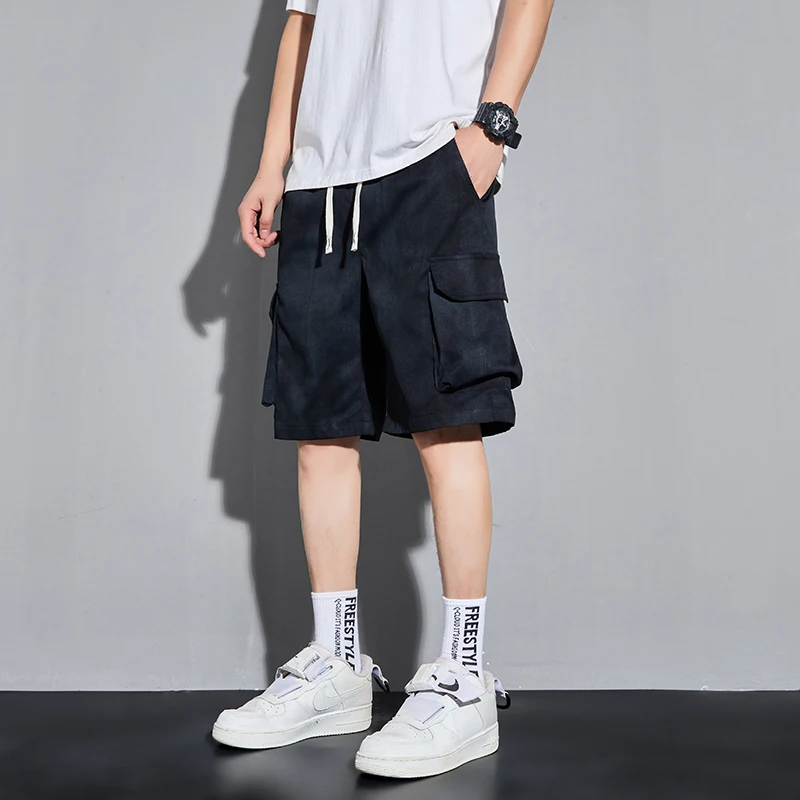 New Korean Summer Multi Pocket Workwear Shorts Men'S Fashionable Versatile Loose And Breathable Tie Dye Casual 5-Point Pants