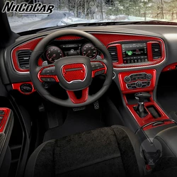 For Dodge Charger 2015-2023 Red Carbon Fiber Radio CD Navigation Gear Shift Lift Panel Trim Cover Car Accessories Trim Stickers