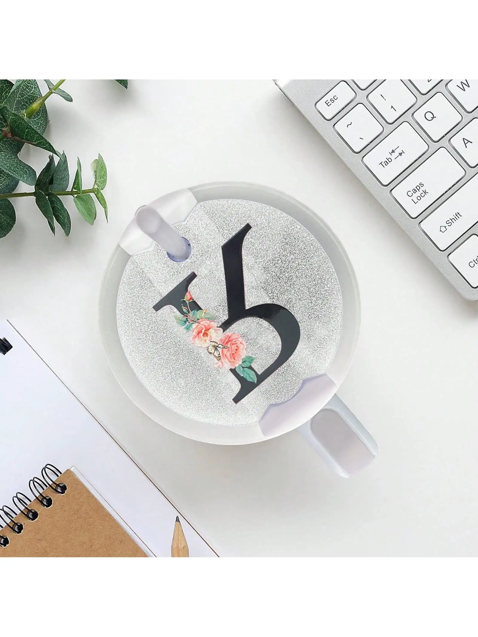 Tumblers Name Plates for Stanley Tumblers 40 oz Cup Lid H2.0,Cup Lid Topper Round Acrylic Name ID Plate Glitter silvery ﻿