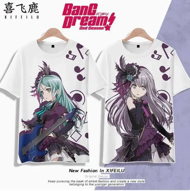 

Anime Bang Dream Roselia Short Sleeve T-Shirt Summer Cosplay Costume Casual Student Loose Tops anime