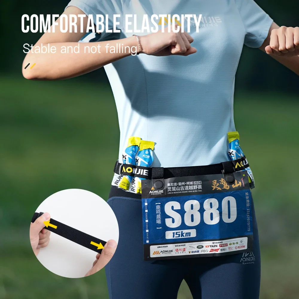 AONIJIE New E4435 Marathon Race Number Bib Fixed Running Elastic Buckle Belt for Triathlon Marathon and Cycling Races