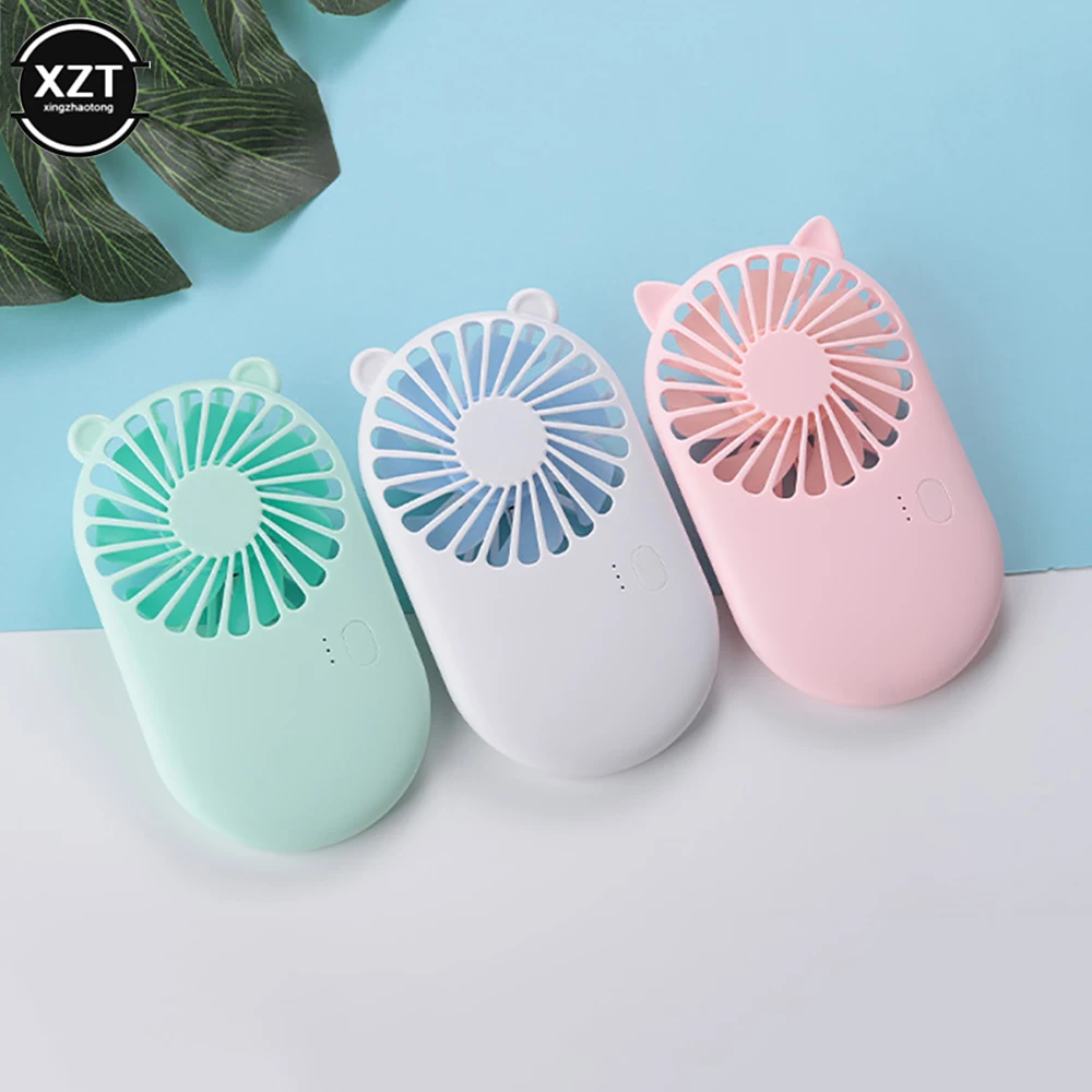 Cute Portable Mini Fan Handheld USB Rechargeable Desktop Fans 3 Speed Adjustable Summer Cooler For Outdoor Travel Office