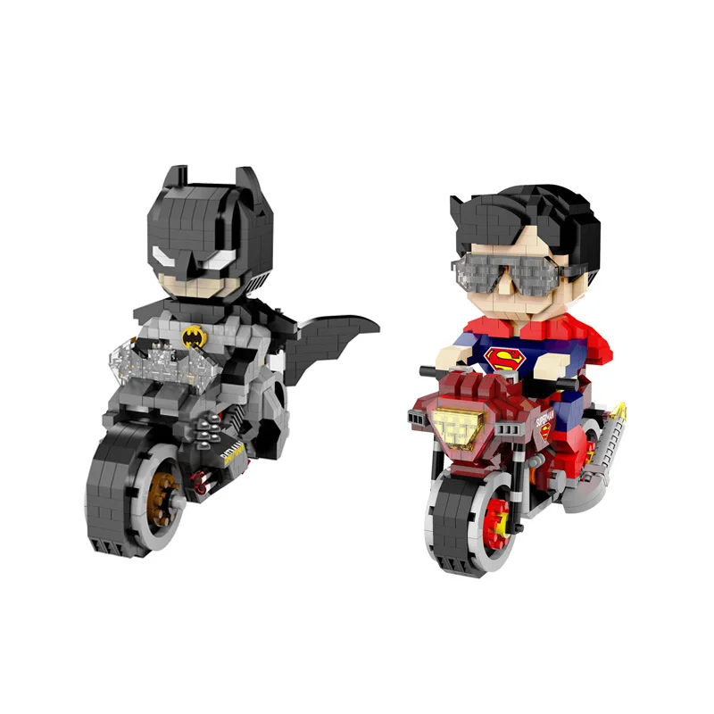 

Batman Micro Building Blocks Figure DC Superman Motorcycle Super Heroes 3D Model Movie Mini Bricks Toys for Kids Gifts