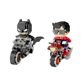 Batman Micro Building Blocks Figure DC Superman Motorcycle Super Heroes 3D Model Movie Mini Bricks Toys for Children Gifts