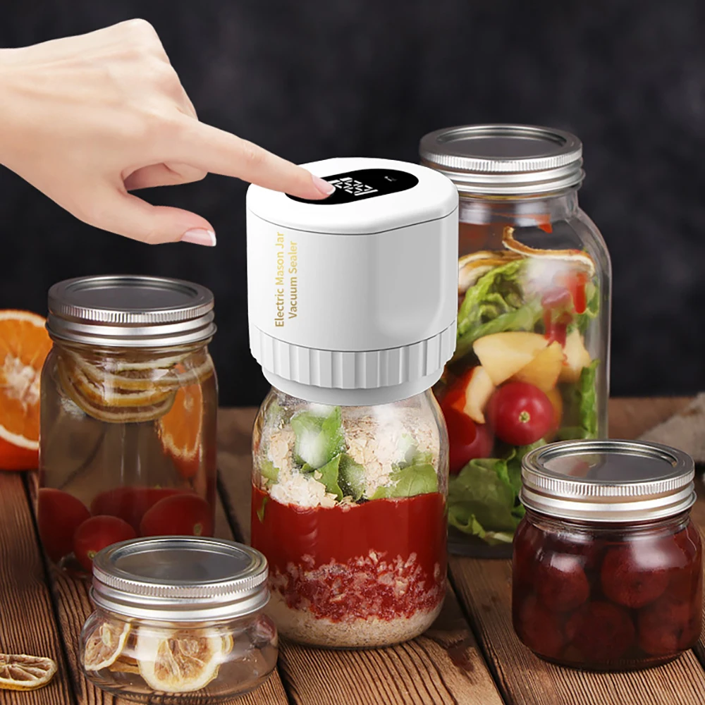 Electric Mason Jar Vacuum Sealer Kit Cordless Automatic Jar Sealer Kit with Mason Jar Lids  for Food Storage and Fermentation