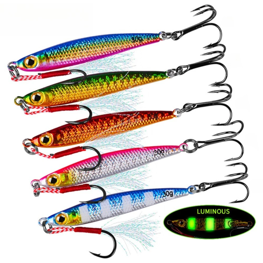 Ackibbik 5 szt./zestaw 30g Metalowe Jigowe Przynęty Sztuczne Twarde Przynęty do Wędkarstwa Morskiego Jig 7g 10g 15g 20g 30g Przynęty Jigowe Akcesoria do Wędkarstwa Morskiego