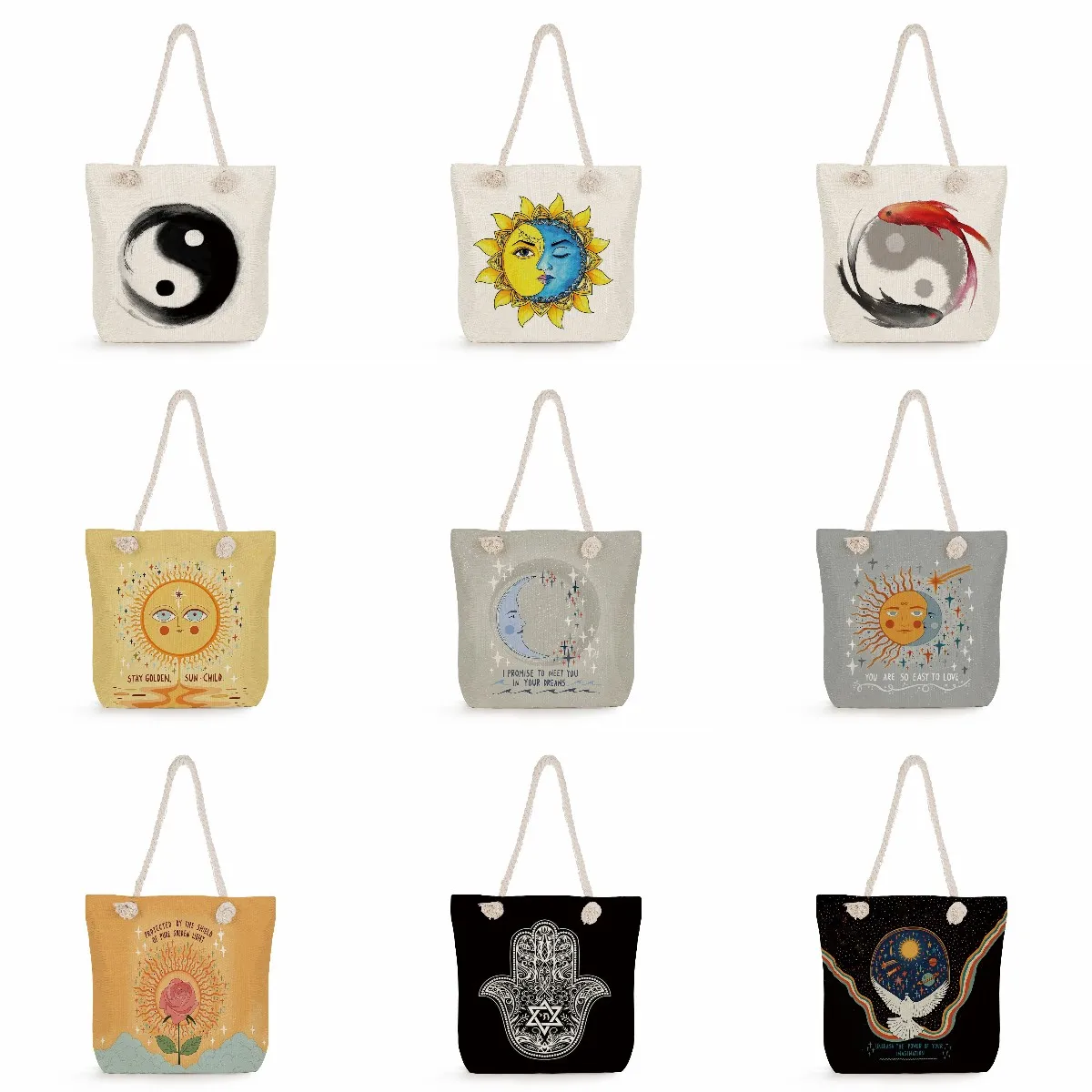 For Travel Beach Ladies Eco Shopping Bags Geometry Graphic Women Handbag Classic Totem Peace Print Tote Bag Fashion Shoulder Bag