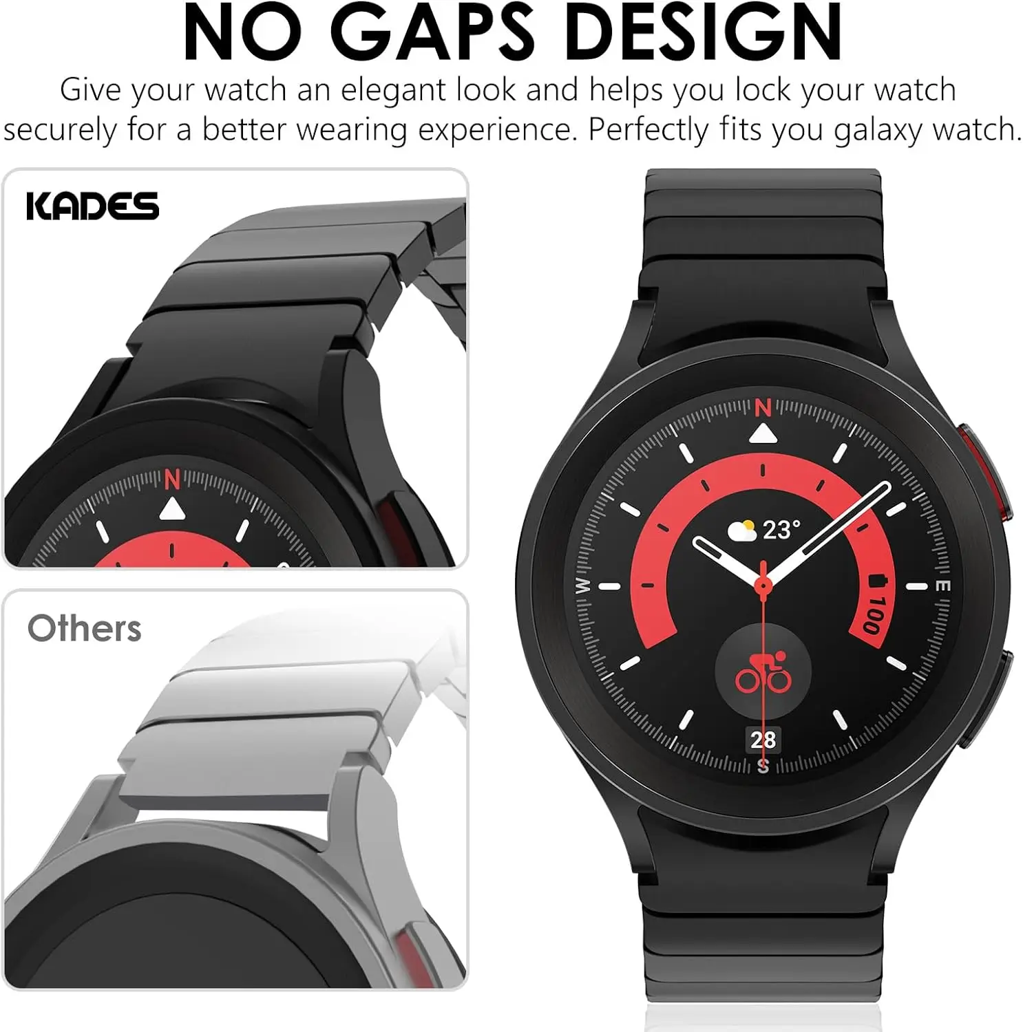 

No Gap Metal Compatible for Watch 7/6/5/4 40mm/44mm Watch 6 47mm 43mm Watch 5Pro 45mm Watch 4Classic 42mm/46mm, Stainless