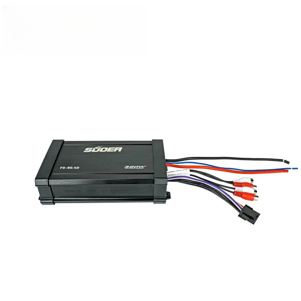 FS-80.4D 80 Watt Class D Marine Amplifier 4-Channel Waterproof IP65 Boat Audio System with Crossovers