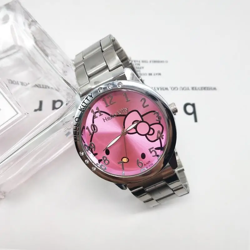 New Sanrio Children Watch Cute Hellokitty Convenient Going Out Steel Strap Fashionable Versatile Watch for Female Students Gifts