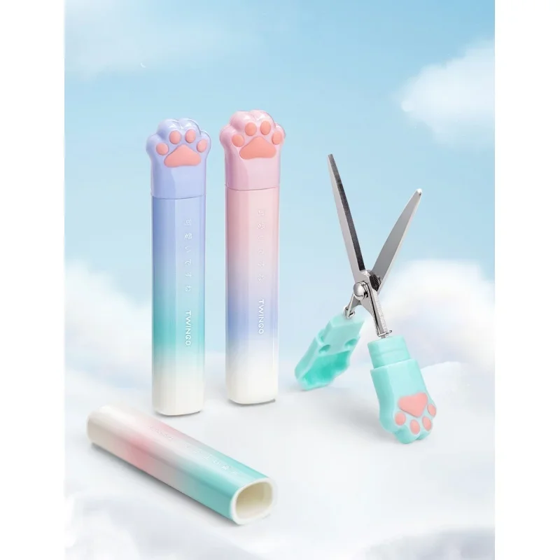 Cat Paw Scissors Mini Portable Paper-cutting Knife with Protective Case Children's Scissors New Creative Student Hand Scissors