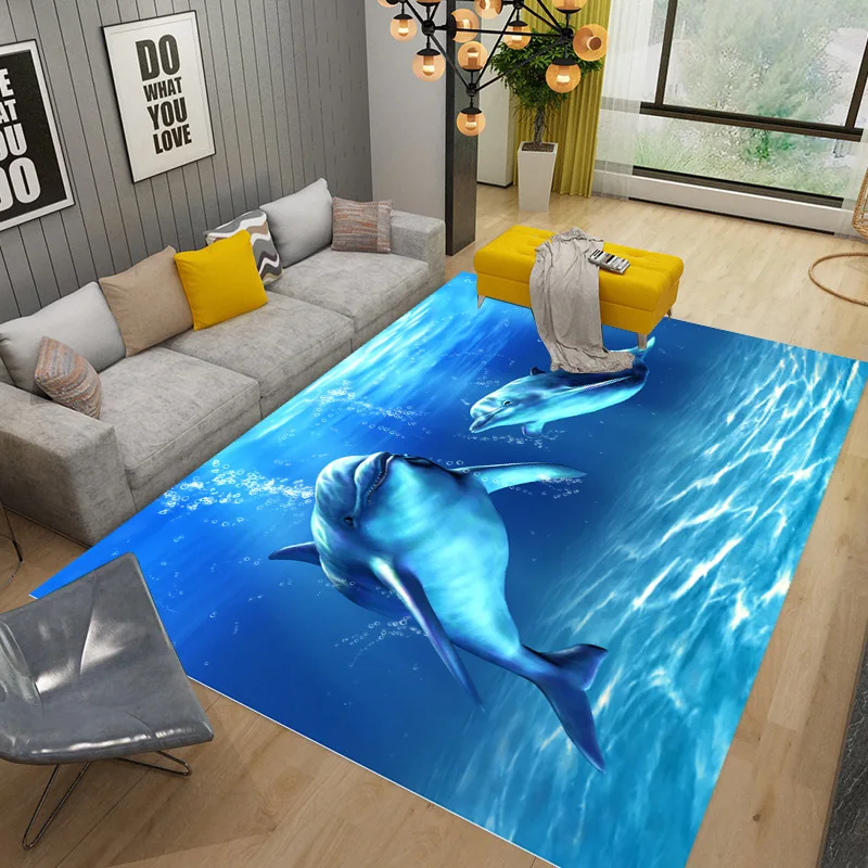 

3D Vision Living Room Carpet Sea World Hotel Submarine Vortex Bedroom Full Floor Mat Creative Scene Carpet Rugs for Bedroom POD