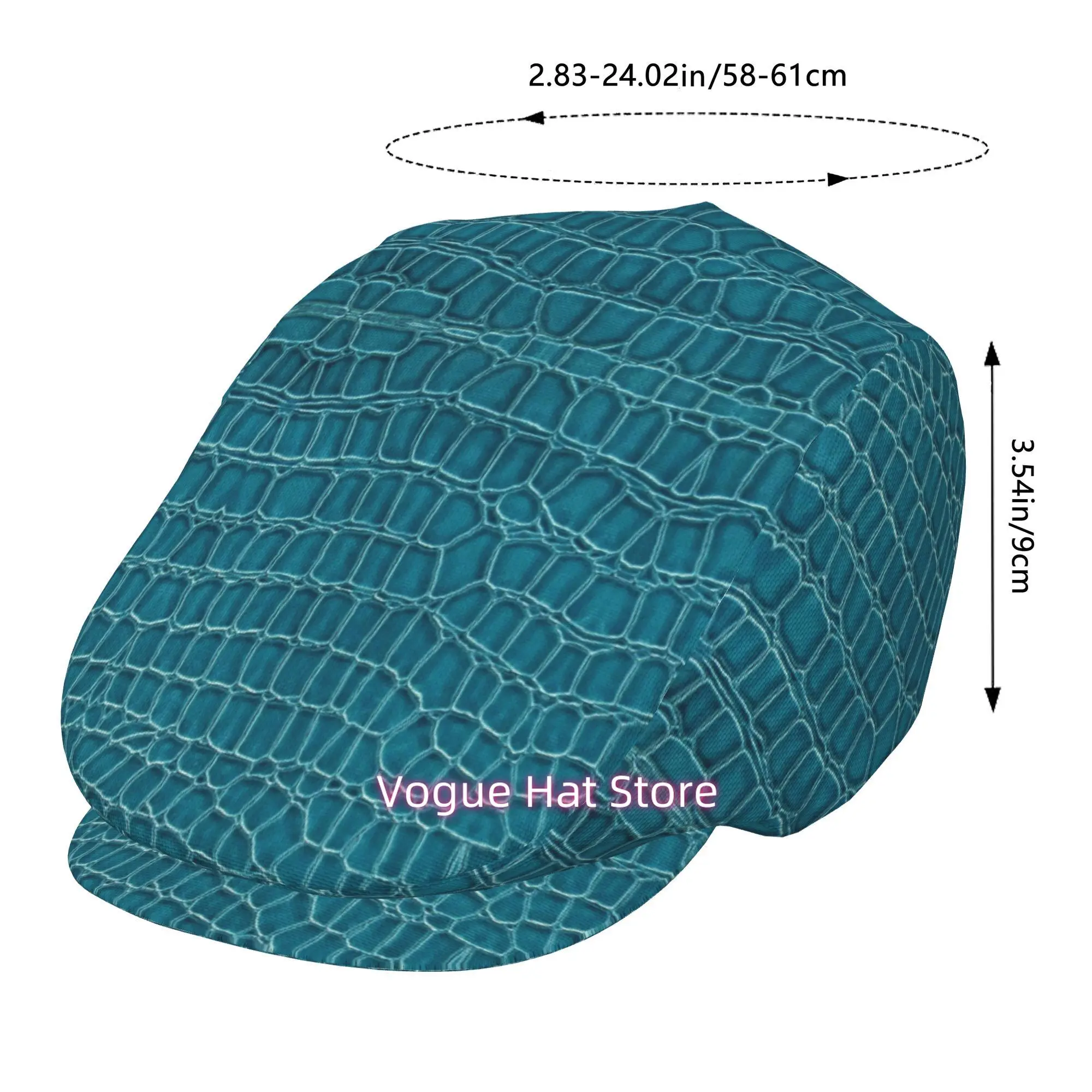 1pc Iridescent Teal Scales All-over printed beret,  newsboy cap, unisex, a must-have fashion accessory for outdoor leisure activ