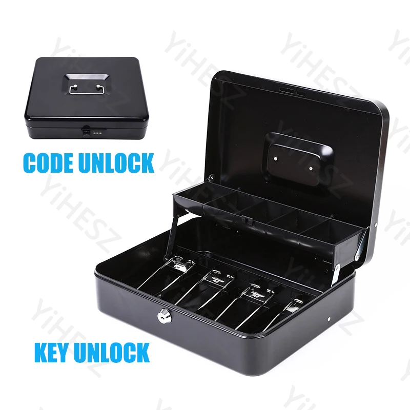 Mini Money Box Protable Tray and Key Password Lock Cash Box With Money Home Shop Steel Security Cash Box Storage Cashier Drawer