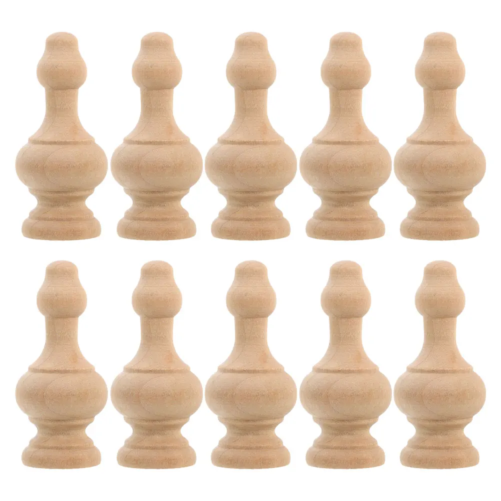 

10 Pcs Solid Wood Decorative Spindles for Crafts Roman Heads Decors Unfinished
