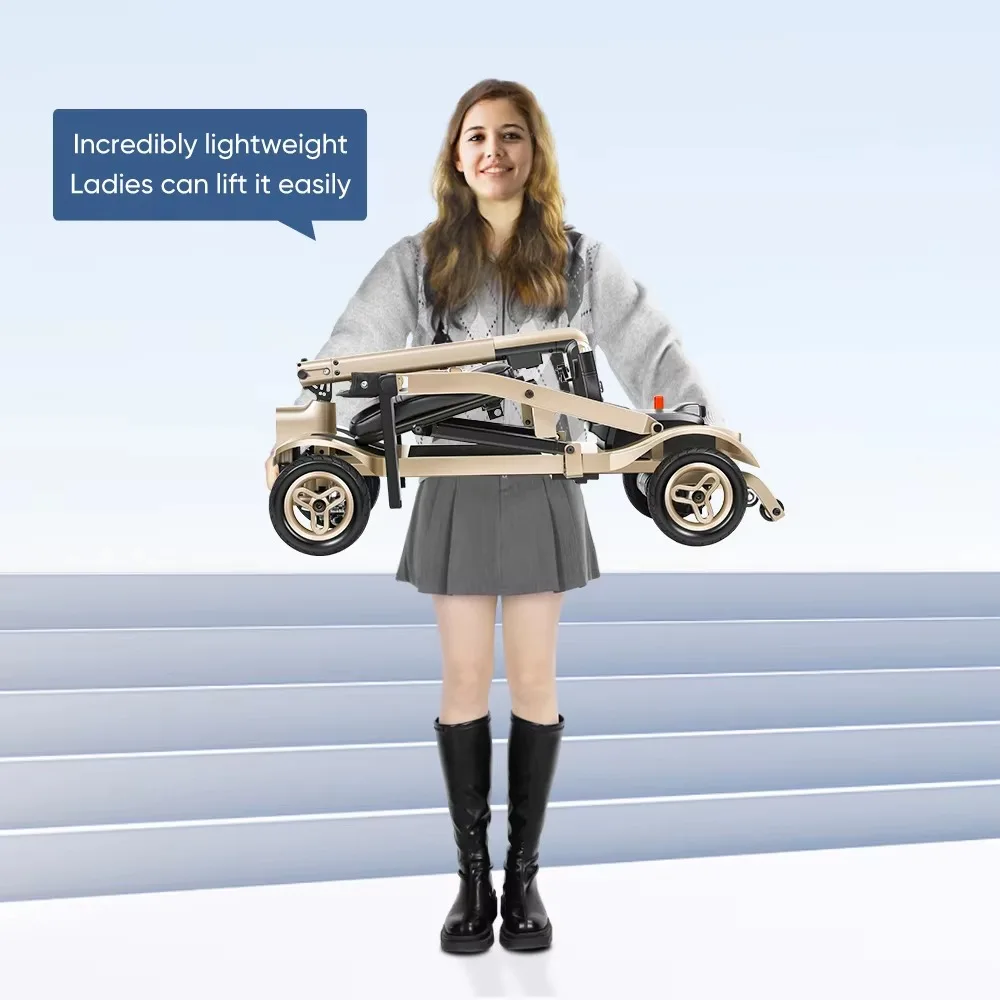 Travel ultra lightweight portable folding electric motor-driven 4-wheel light motorized scooter