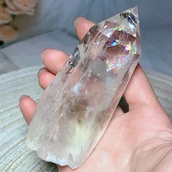 Natural Crystals Clear Quartz Rainbow Polished Tower Healing High Quality Golden Healer Home Decorations Energy Mineral Ore