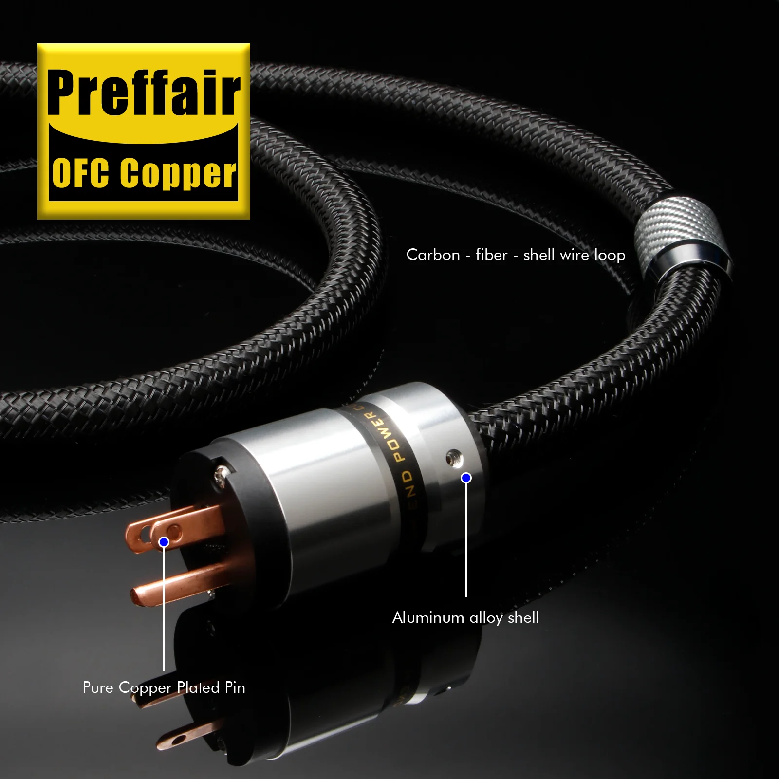 Preffair D503P080 Hi-End 12AWG C19 Power Cable US/EU Pure copper 20A IEC Female Plugs for DAC/Power Filter/Amplifier/Sub