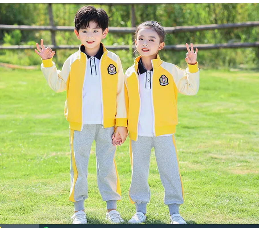 Kindergarten uniform, spring and autumn children's pure cotton set, elementary school sports meet clothing