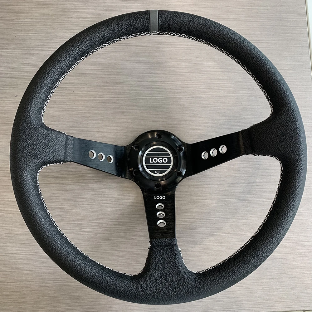 

tiypeor Universal 14 Inch 350mm PVC Racing Deep Drifting Sport Auto Steering Wheel for Sparco