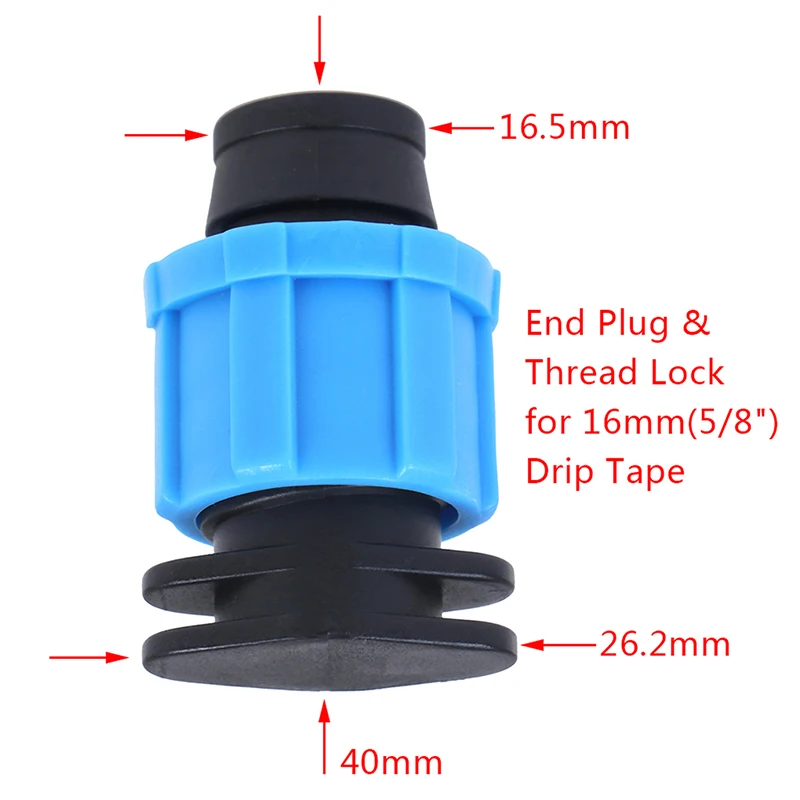 10 Stuks 16Mm Druppelirrigatie Tape Einde Plug Pijpfitting Connectoren Draad Slot