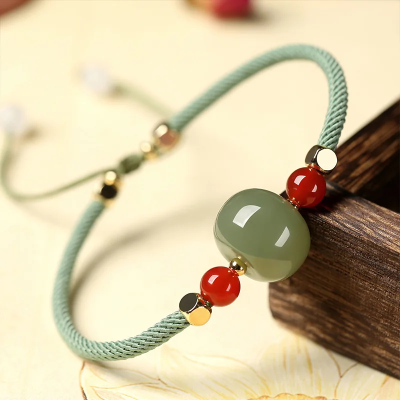 Hetian Jade Red String Braided Women, Jewelry, Fortune Beads, Lucky Bracelet