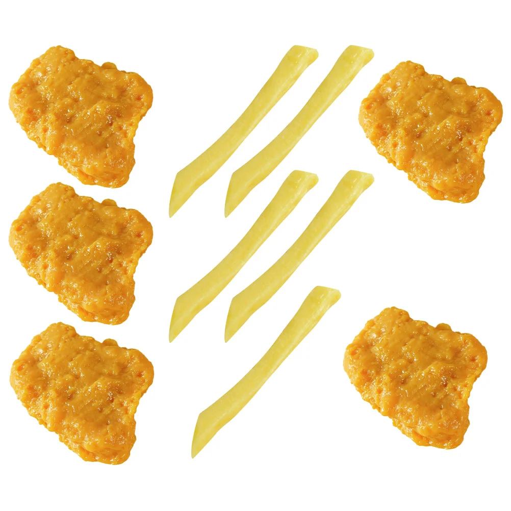 10PCS Artificial Chicken Nuggets French Fries Models for Montessori Toys Realistic Food Decor Educational Props Home Kitchen