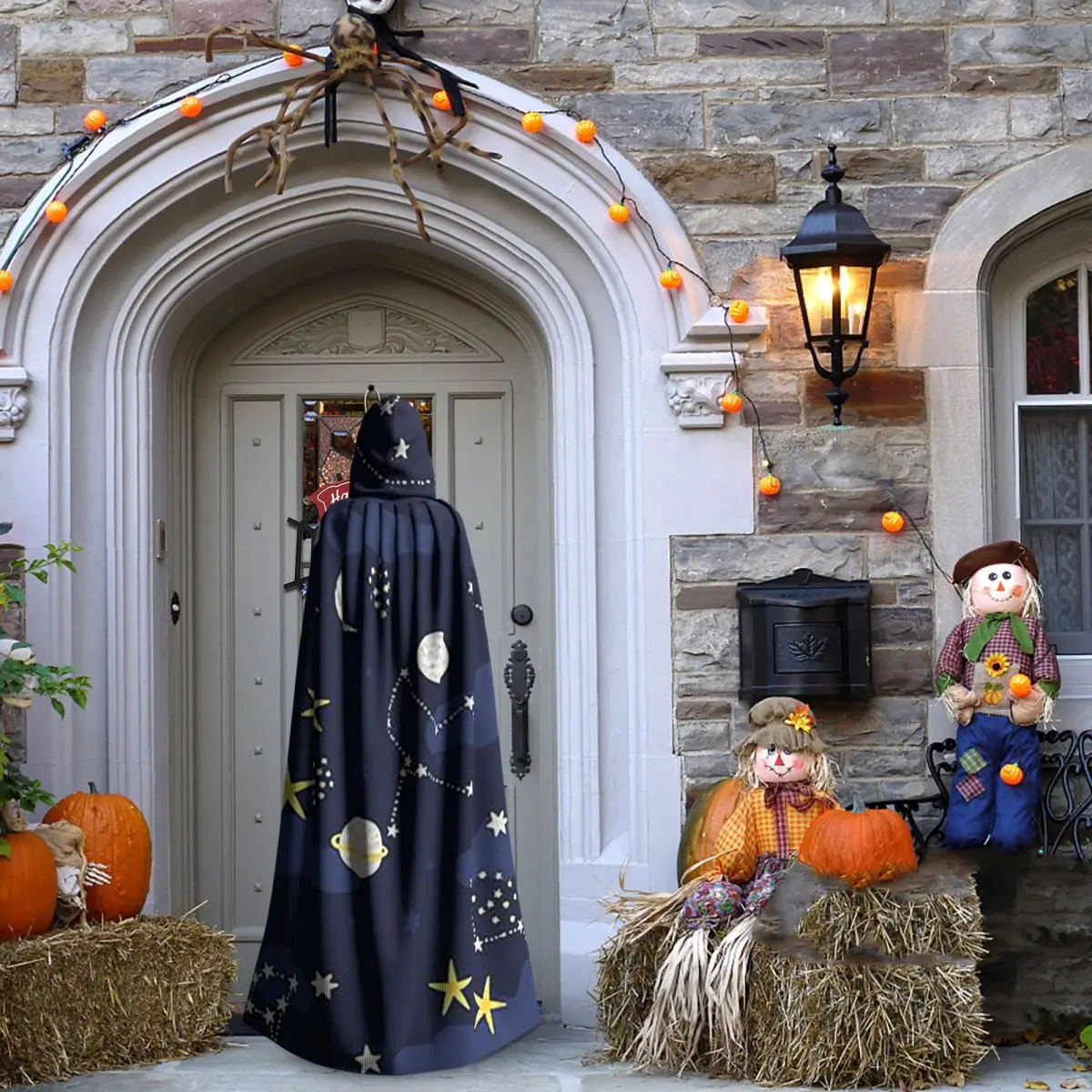 干支星座スペースロングフード付きマント魔女中世コスチュームコスプレケープハロウィンパーティー大人ユニセックス