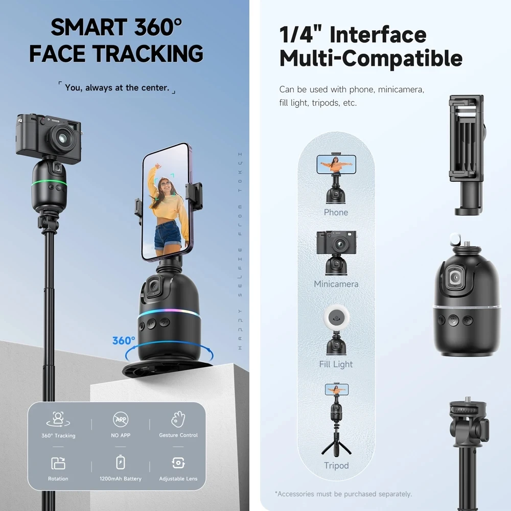 AI P03 Smart Gimbal 360 ° Auto Face Tracking Gimbal rotazione All-in-one per Smartphone video Vlog stabilizzatore supporto per telefono treppiede