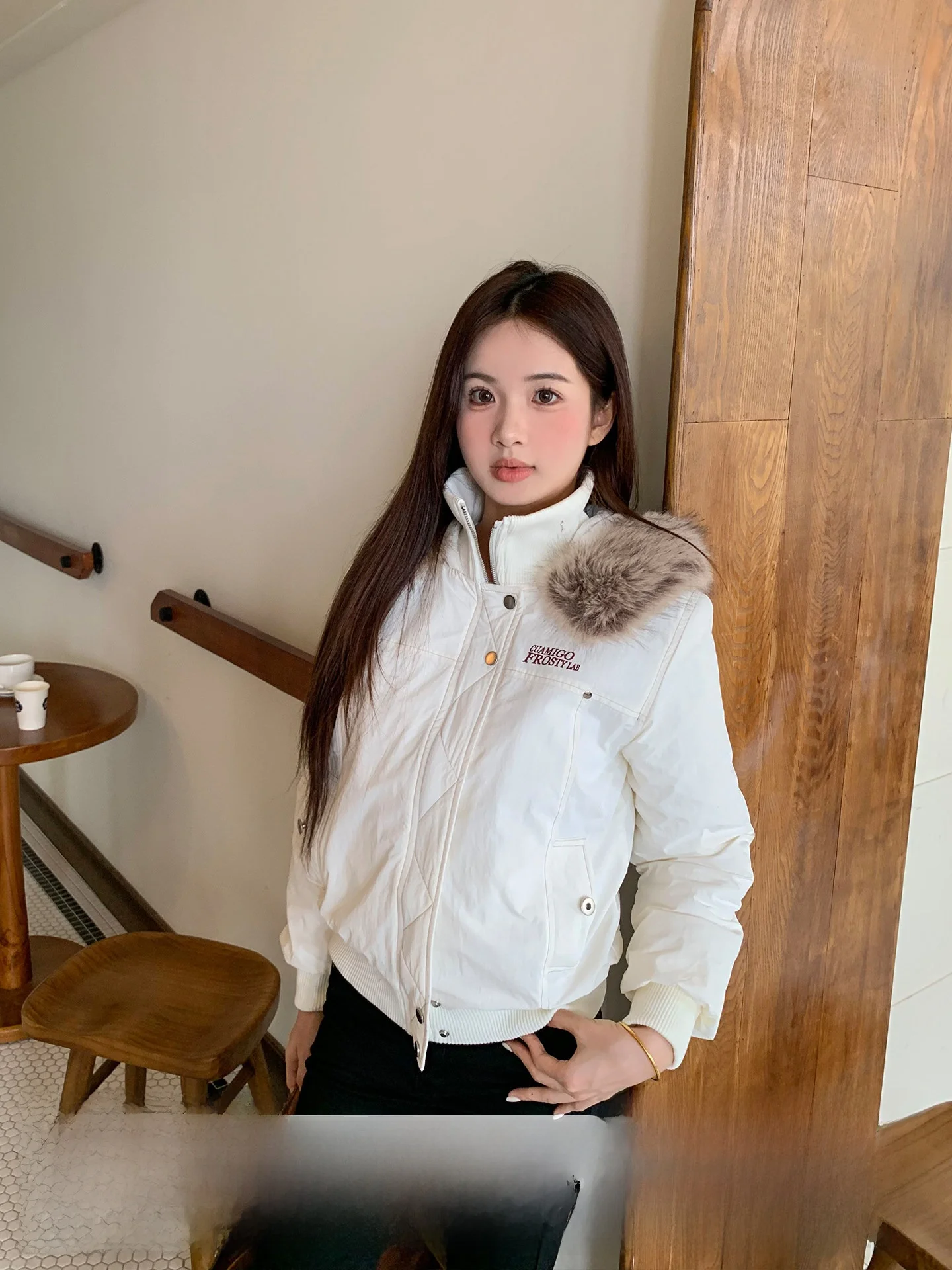 

Orange Tree Where Beautiful American Removable Hood Thiened Cotton Jaet Women's Sle Autumn Winter Warm ort Cotton Coat