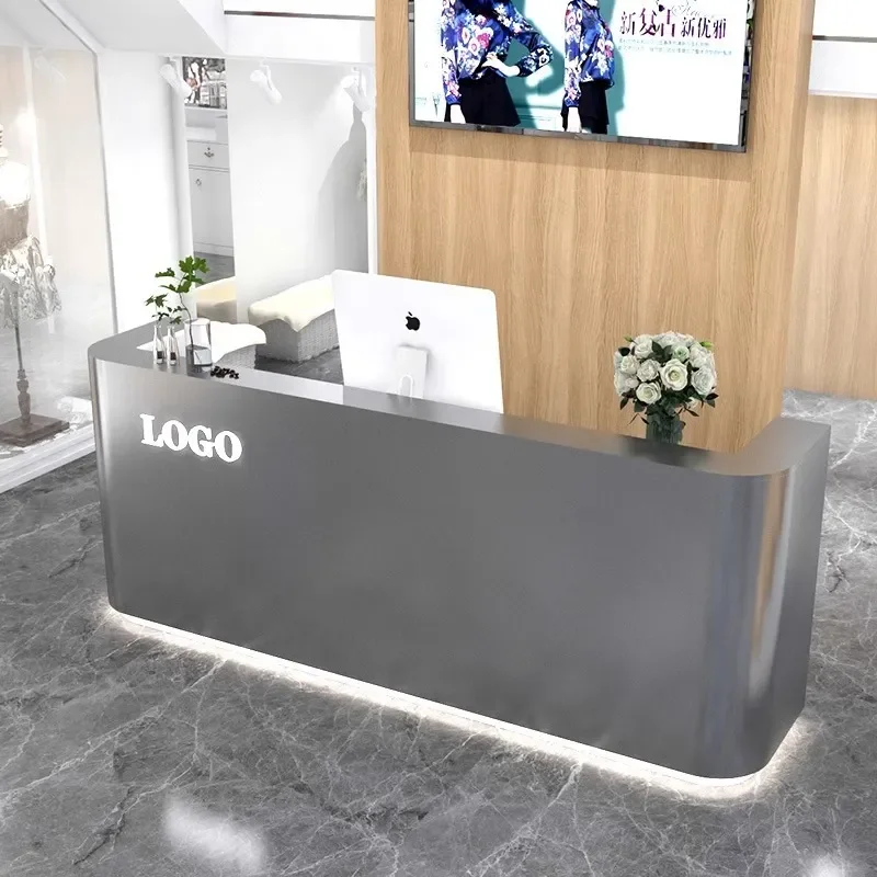 for Stainless Steel Checkout Counter Simple Modern Reception Desk for Hair Salon Clothing Store Bar Company Front Office