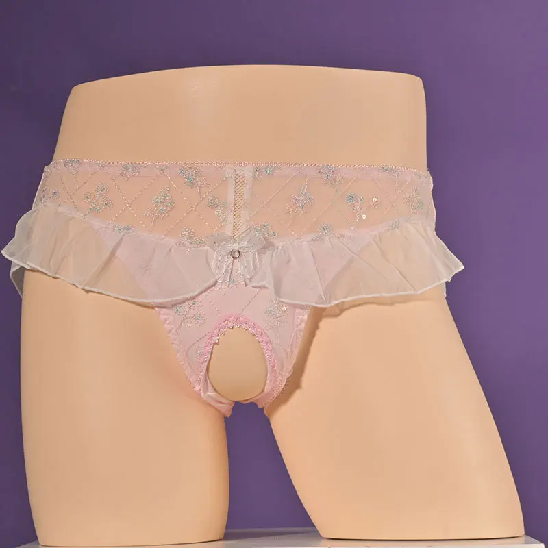 

Women Open Crotch Briefs Japanese Sweet Triangle Brief Female Panties Fresh Ruffled Edge Underwear Erotic Lingerie G Strings